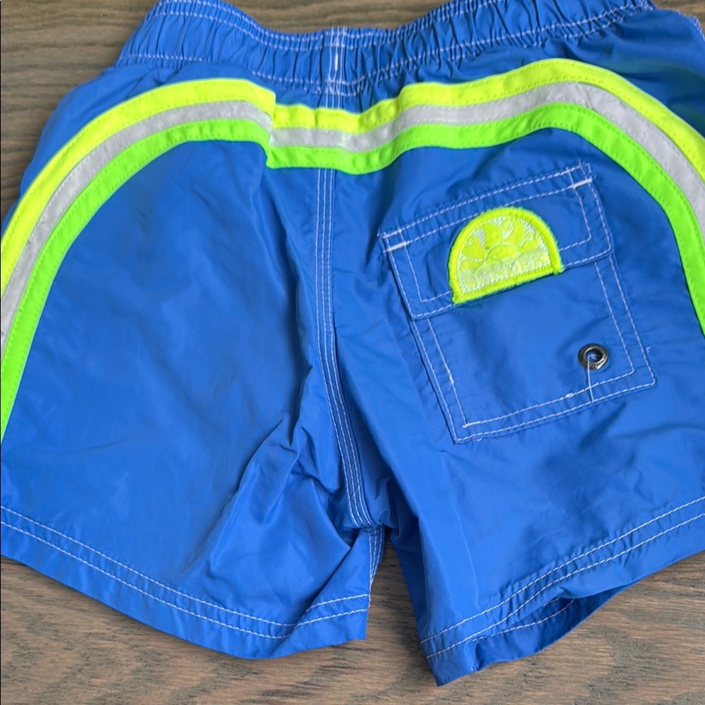 Sundek Kids Swim Trunks - Blue and Neon Yellow